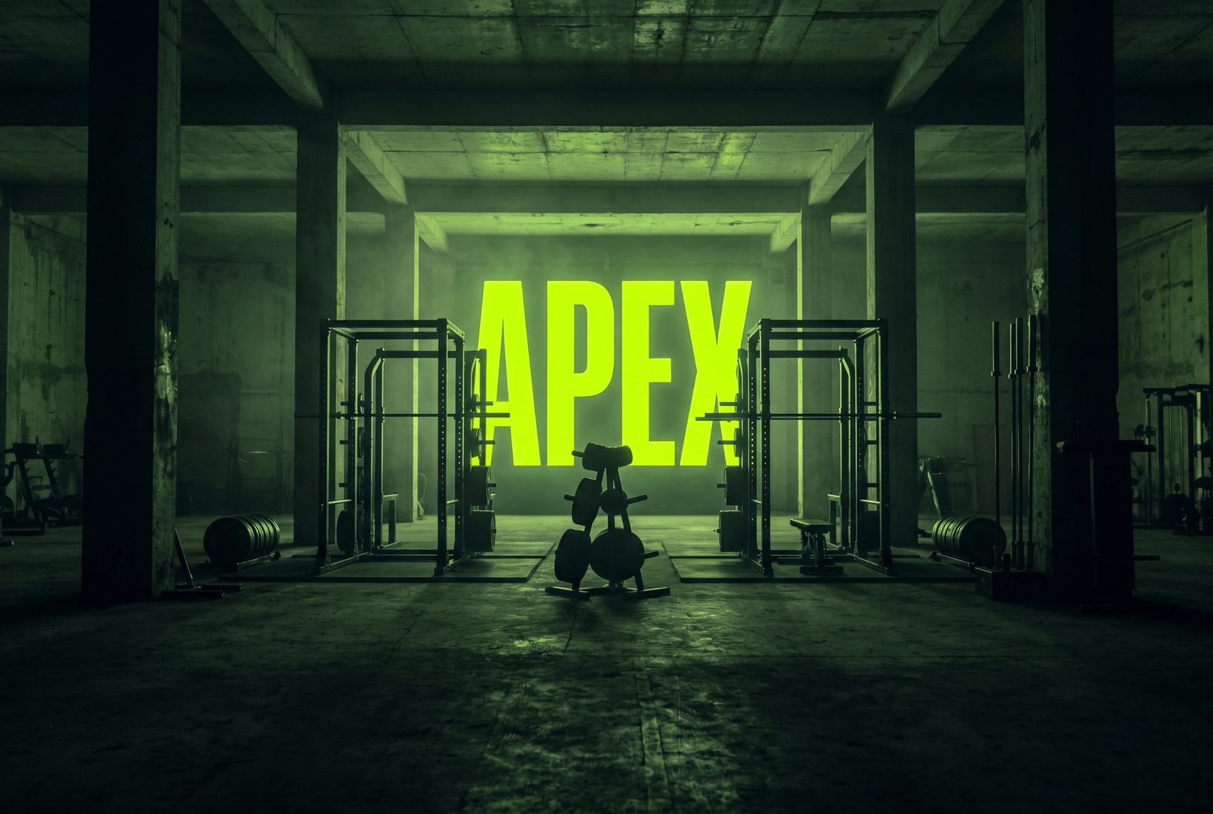 The Apex Strength sign glowing in the facility